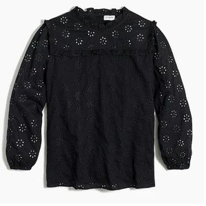 J. Crew Factory Black Eyelet Top- 3x- NWT